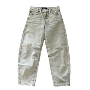 Gap Denim Driftwood Barrel Jeans High Rise Khaki Acid Wash 2/26R Stretch